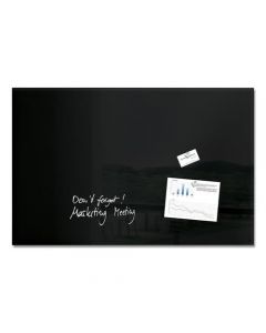 SIGEL ARTVERUM HIGH QUALITY TEMPERED GLASS MAGNETIC BOARD WITH FIXINGS 1000X650MM BLACK REF GL140