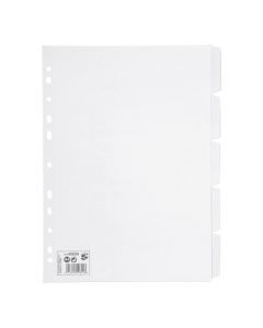 5 STAR OFFICE SUBJECT DIVIDERS 5-PART RECYCLED CARD MULTIPUNCHED 155GSM A4 WHITE [PACK OF 10 DIVIDERS]