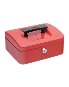 5 STAR FACILITIES CASH BOX WITH 5-COMPARTMENT TRAY STEEL SPRING LOCK 8 INCH W200XD160XH70MM RED (PACK OF 1)