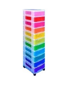 REALLY USEFUL STORAGE TOWER POLYPROPYLENE 11X7L DRAWERS CLEAR/ASSORTED REF DT1002