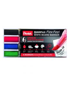 PENTEL MAXIFLO WHITEBOARD MARKER ASSORTED (PACK OF 4) YMWL5SBF/4-M