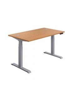ECONOMY SIT STAND ELECTRONIC DESK 1200MM X 800MM NOVA OAK TOP AND SILVER FRAME