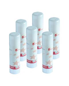5 STAR OFFICE GLUE STICK SOLID WASHABLE NON-TOXIC LARGE 40G [PACK 6]