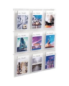 HELIT PLACATIV WALL DISPLAY 9 X A4 POCKETS CLEAR HS812102