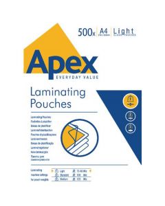 FELLOWES APEX A4 LIGHT DUTY LAMINATING POUCH (PACK OF 500) 6005201