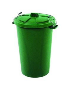 DUSTBIN WITH CLIP ON LID GREEN 90L 415697