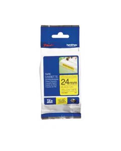BROTHER P-TOUCH TAPE 24MM BLACK ON YELLOW (FADE RESISTANT AND WIPE- CLEAN) TZES651 (PACK OF 1)
