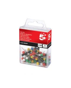 5 Star Office Map Pins 5mm Head Assorted [Pack 100]
