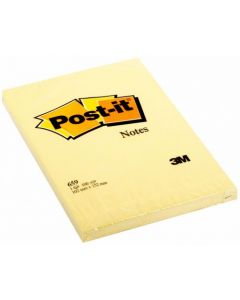POST-IT NOTES LARGE PLAIN PAD OF 100 SHEETS 102X152MM CANARY YELLOW REF 659 [PACK 6]