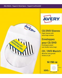 Avery CD/DVD Paper Sleeve Window XL White (Pack of 100) SL1760-100