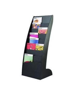 FAST PAPER BLACK CURVED LITERATURE DISPLAY (FLOOR STANDING DISPLAY WITH 8 COMPARTMENTS) 285.01