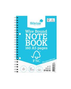 SILVINE ENVRION WIREBOUND NOTEBOOK 160 PAGES A5 (PACK OF 5) FSCTWA5