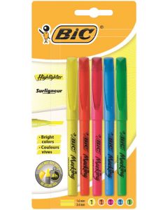 BIC BRITE LINER HIGHLIGHTERS ASSORTED (PACK OF 5) 893133