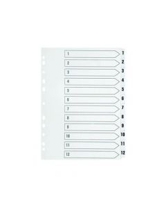 Q-CONNECT 1-12 INDEX MULTI-PUNCHED REINFORCED BOARD CLEAR TAB A4 WHITEKF01529