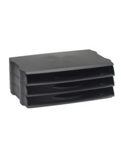 AVERY DTR LETTER TRAY WIDE ENTRY STACKABLE BLACK REF DR800BLK [PACK 3]