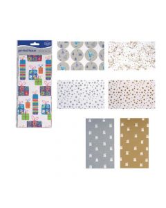 COUNTY STATIONERS PRINTED TISSUE 500MM X 750MM ASSORTED (PACK OF 5 SHEETS X 12 = 60 SHEETS)