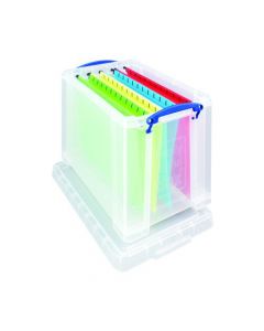 REALLY USEFUL 19L PLASTIC STORAGE BOX WITH LID W375XD255XH290MM CLEAR RUP80213