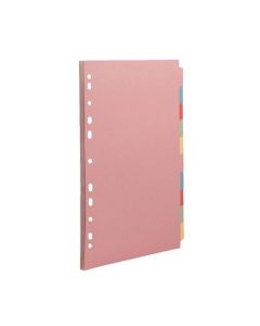 CONCORD SUBJECT DIVIDER 10-PART MULTIPUNCHED 160GSM A4 ASSORTED REF 72090 [PACK OF 5 DIVIDERS]
