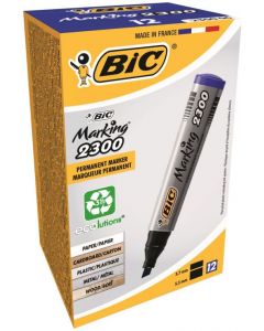 BIC 2300 PERMANENT MARKER, BLUE CHISEL (PACK OF 10)