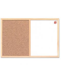 5 STAR OFFICE COMBINATION NOTICEBOARD CORK AND DRYWIPE W900XH600MM