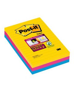 POST-IT SUPER STICKY 101X152MM LINED RIO (PACK OF 3) 4690-SS3RIO