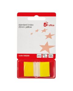 5 STAR OFFICE STANDARD INDEX FLAGS 50 SHEETS PER PAD 25X45MM YELLOW [PACK OF  5 X 50 FLAGS]