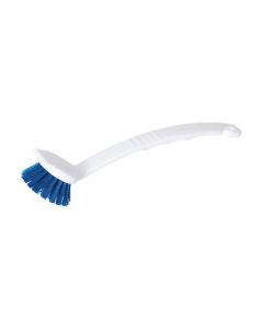 LONG HANDLE WASHING UP BRUSH WHITE/BLUE - (WASHABLE WITH COMFORTABLE CURVED HANDLE GRIP) WWWSBU24L (PACK OF 1)