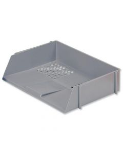 5 STAR OFFICE LETTER TRAY WIDE ENTRY HIGH-IMPACT POLYSTYRENE STACKABLE GREY  (PACK OF 1)