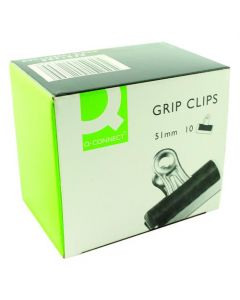 Q-CONNECT GRIP CLIP 51MM BLACK (PACK OF 10 CLIPS) KF01289