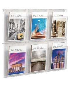 HELIT PLACATIV WALL DISPLAY 6 X A4 POCKETS CLEAR H6812002