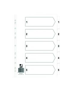 Q CONNECT INDEX 1-5 BOARD REINFORCED WHITE (PACK OF 50 INDEXES) KF01527Q