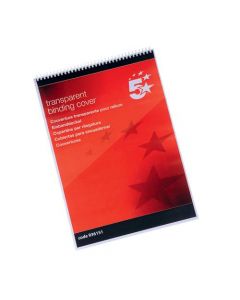 5 STAR OFFICE COMB BINDING COVERS PVC 190 MICRON A3 CLEAR [PACK 100]