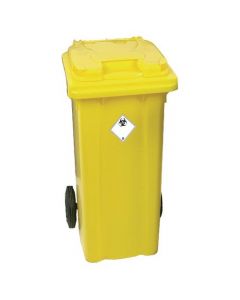 YELLOW CLINICAL WASTE 2 WHEEL REFUSE CONTAINER 120 LITRES 377918