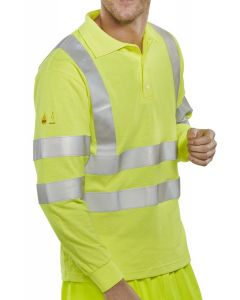 BEESWIFT FIRE RETARDANT HI-VIS ANTI STATIC POLO LONG SLEEVED SATURN YELLOW 4XL (PACK OF 1)