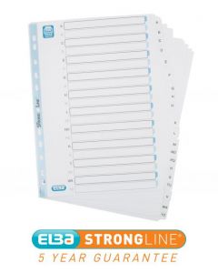 ELBA INDEX A-Z 20-PART MULTIPUNCHED MYLAR-REINFORCED TABS 170GSM A4 WHITE REF 100204596