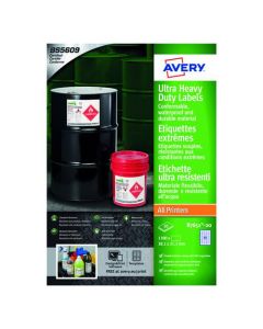 AVERY ULTRA RESISTANT LAVELS 65 PER SHEET 38X21MM (PACK OF 1300) B7651-20 (PACK OF 20 SHEETS)