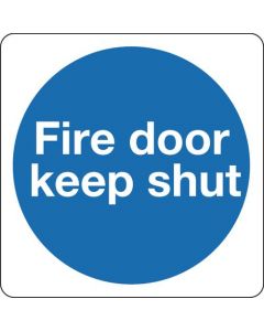 SAFETY SIGN FIRE DOOR KEEP SHUT 100X100MM SELF-ADHESIVE (PACK OF 5) KM14AS