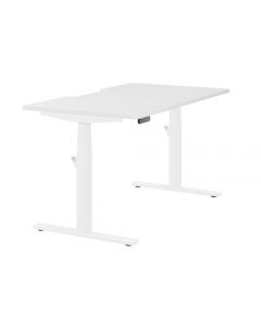 LEAP ELECTRONIC HEIGHT ADJUSTABLE SINGLE DESK WITH SCALLOPED BACK, 1400MM X 800MM - WHITE TOP AND WHITE FRAME