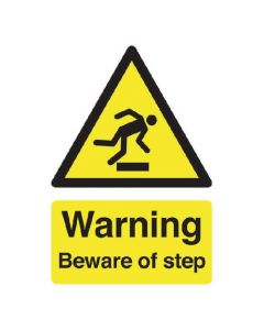 SAFETY SIGN WARNING BEWARE OF STEP A5 SELF-ADHESIVE HA21451S( PACK OF 1)