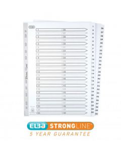ELBA INDEX 1-50 MULTIPUNCHED MYLAR-REINFORCED TABS 170GSM A4 WHITE REF 100080813