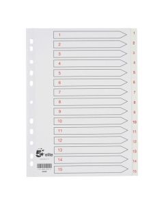 5 STAR ELITE PREMIUM INDEX 1-15 POLYPROPYLENE MULTIPUNCHED REINFORCED HOLES 120 MICRON A4 WHITE
