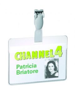 DURABLE VISITOR BADGE WITH STRAP 60X90MM CLEAR (PACK OF 25) 8147/19