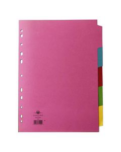 CONCORD DIVIDER 5-PART A4 160GSM MULTICOLOURED (PACK OF 5 DIVIDERS) 71190