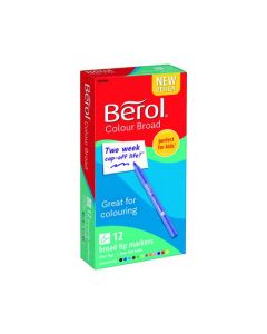 BEROL COLOURBROAD PEN ASSORTED WATER BASED INK (PACK OF 12) CB12W12 S0375410