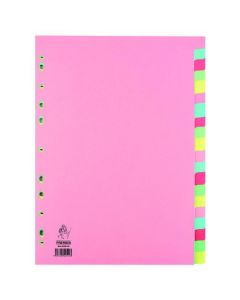 A4 MANILLA DIVIDER 20-PART PINK WITH MULTI-COLOUR TABS WX01517