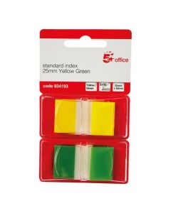5 STAR OFFICE INDEX FLAGS 50 PER PACK 25MM YELLOW AND GREEN [PACK OF 2 X 50 FLAGS]