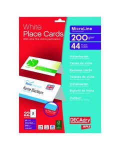DECADRY PERFORATED PLACE CARDS 200GSM WHITE (PACK OF 44 CARDS) OCB5107
