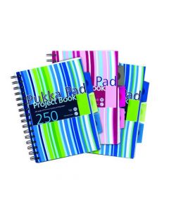 PUKKA PAD STRIPES POLYPROPYLENE PROJECT BOOK 250 PAGES A5 BLUE/PINK (PACK OF 3) PROBA5