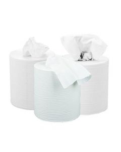 2WORK 2-PLY CENTREFEED ROLL 150M WHITE (PACK OF 6) KF03804