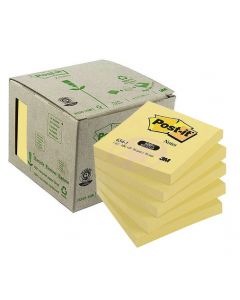 POST-IT RECYCLED Z-NOTES 76 X 76MM CANARY YELLOW (PACK OF 6) R330-1B
